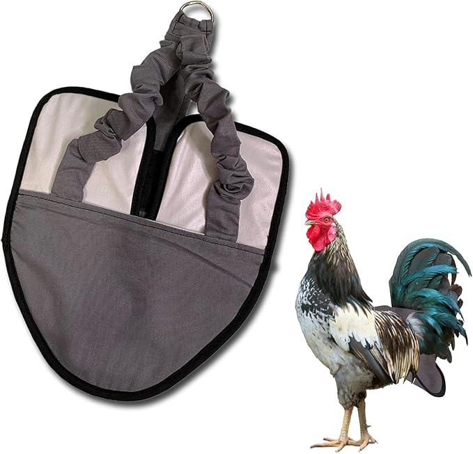 Hen Holster Bird Diaper, Wrap Around - for Hens, Roosters, Ducks, Geese, Leak-Proof Design, Comfortable Fleece Strap Bird Harness with Sewn-in Liner, Secure Hook and Loop Closure - S/M, Gray