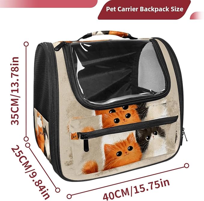 Cute Cats (1) Pet Travel Carrier | Ventilated Comfortable Design with Safety Features | Ideal for Small to Medium Sized Pets Cats, Dogs etc