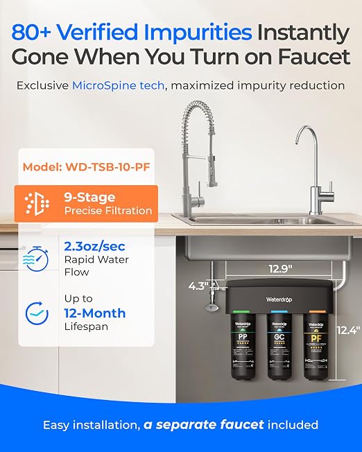 Waterdrop TSB-PF Under Sink Water Filter,  +