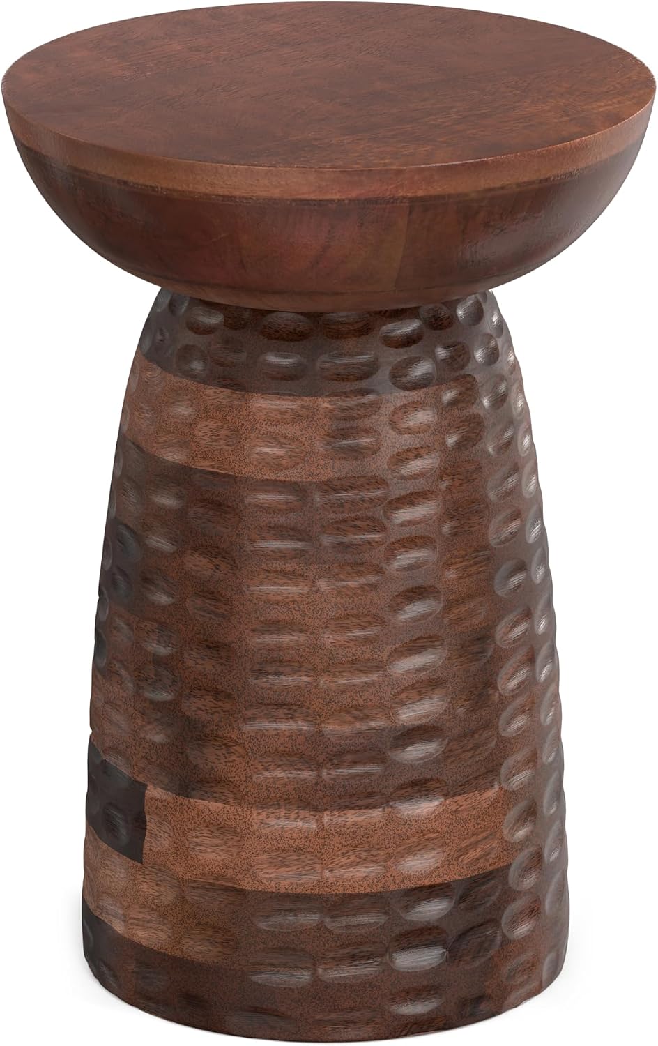 SIMPLIHOME Boyd 13" Wide Solid Wood Round End Table in Warm Dark Brown