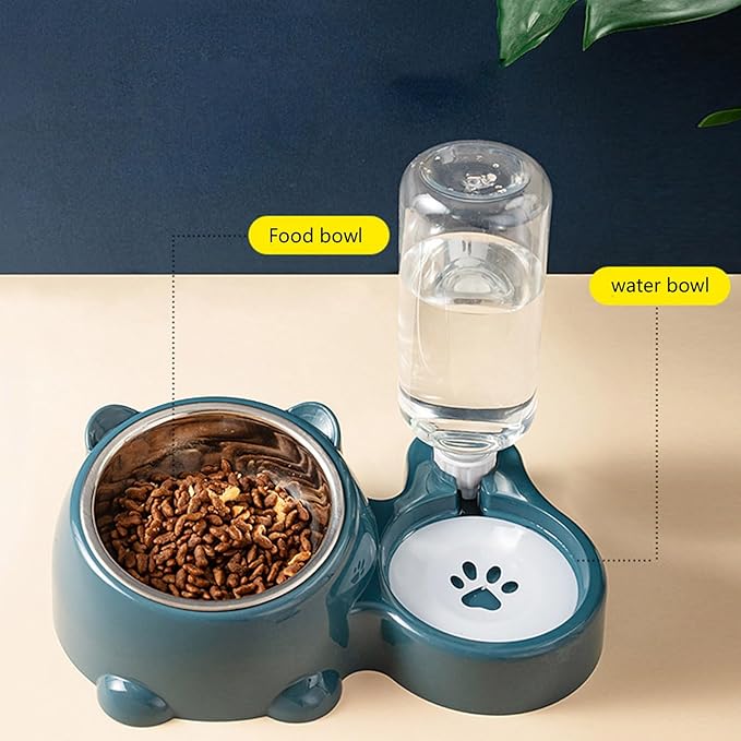 Pet Feeders and Water Dispenser,Removable Stainless Steel Bowl and Automatic Water Dispenser,Pet Feeder and Waterer,for Cats&Dogs