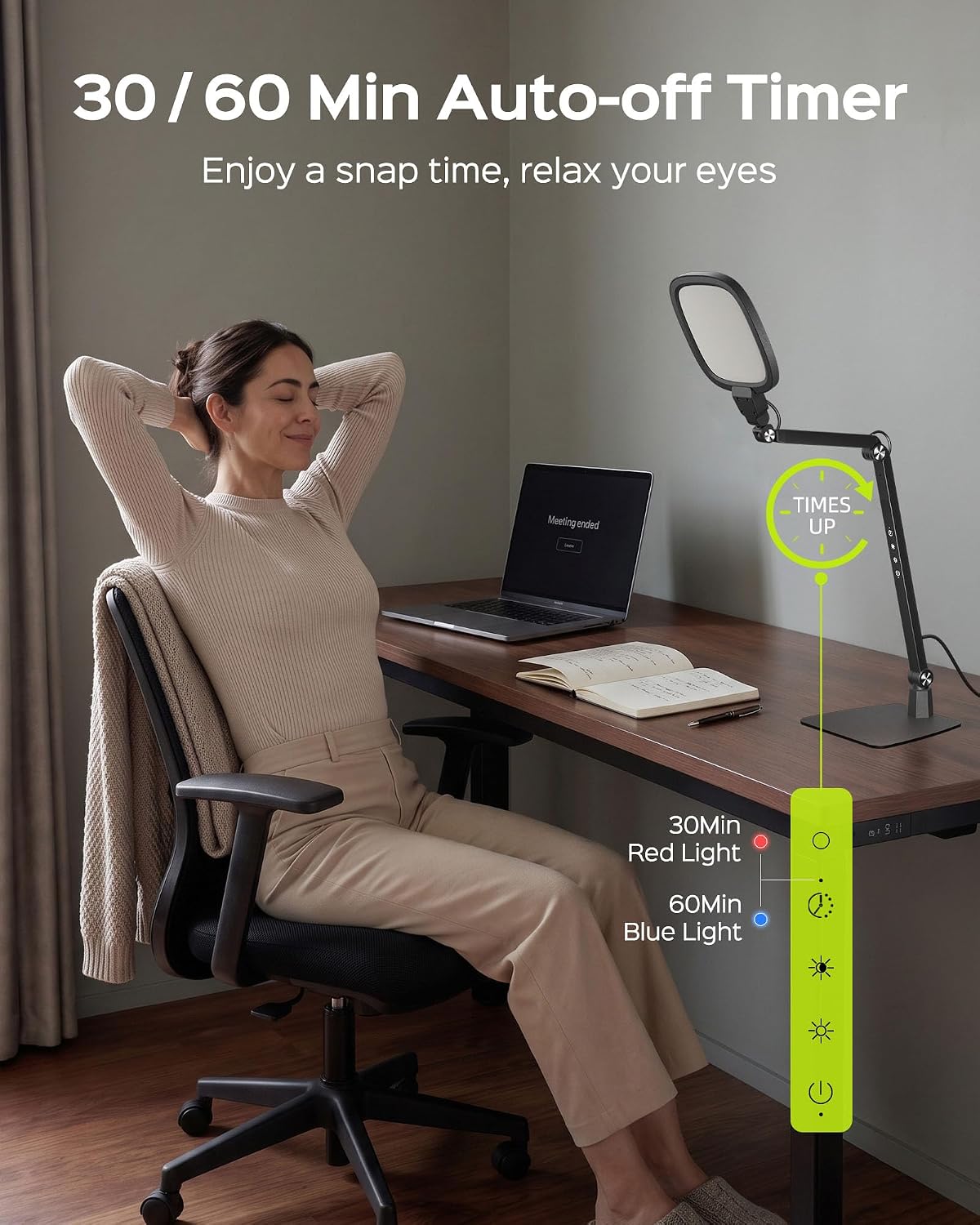 LED Desk Lamps for Home Office, 18W Bright Soft Video Conference Lighting