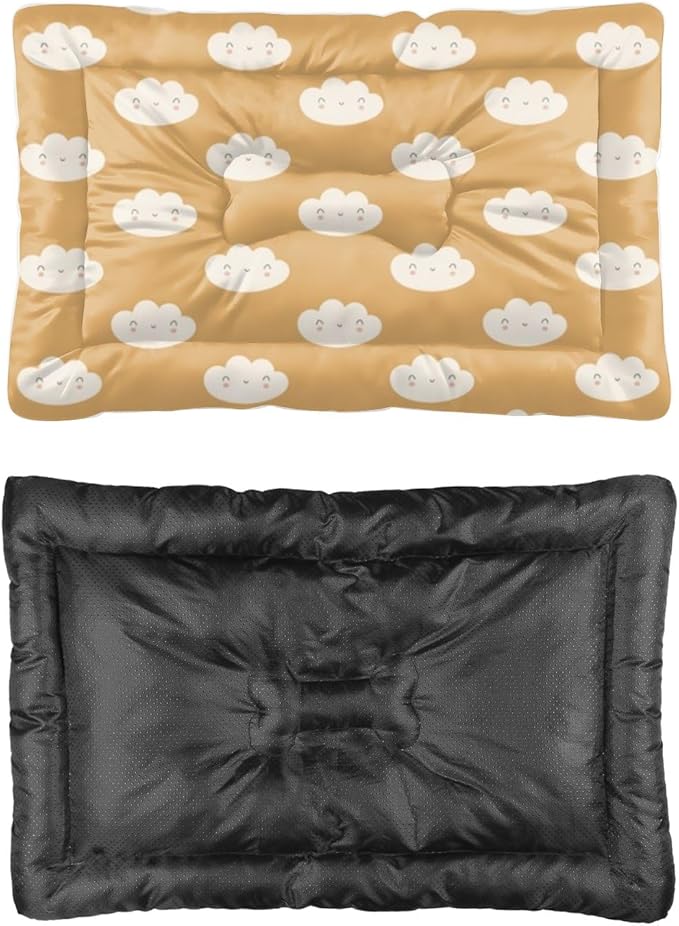 Cute Brown Clouds Dog Beds& Furniture Dog Crate Mattress Pad for Car Bed for Medium Crate Washable Non-Slip Bed Washable Small Beds Tear-Resistant Mat Doggy Indoor Outdoor 36X24 Inch