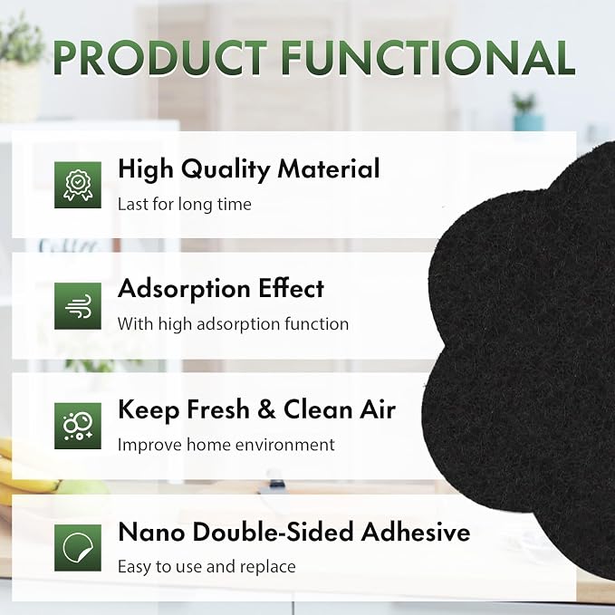 ENLOY 7.2 Inch Universal Trash Can Charcoal Filters Replacements, Absorbing