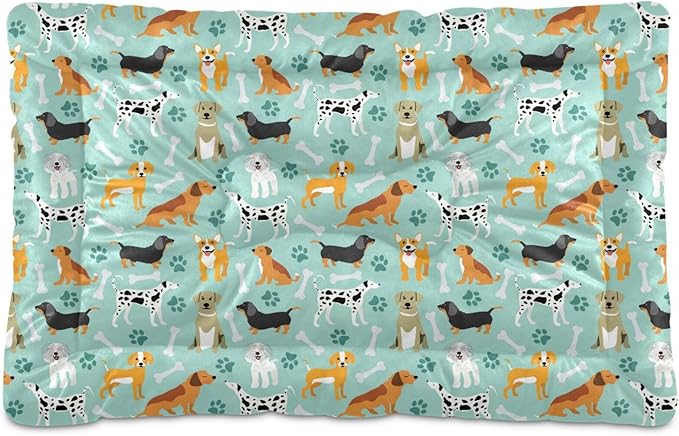 Pet Bed Cute Dogs Bones Paws Dog Bed Mat Absorbing Non Slip Pad Pet Sleeping Mat for Small, Medium, and Large Dogs Puppy Cat 36 in x 24 in