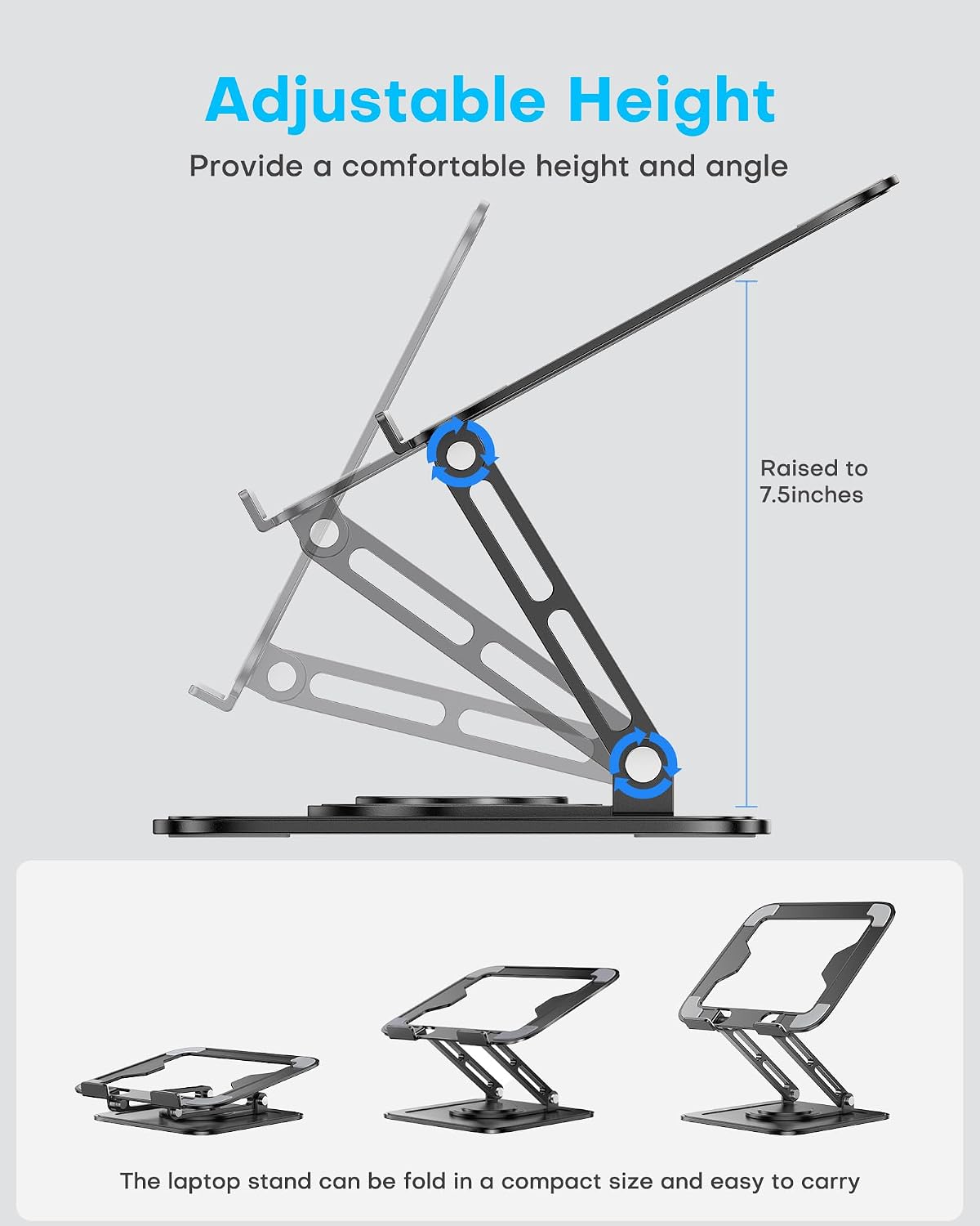 LOXP Adjustable Laptop Stand, Computer Stand with 360 Rotating Base