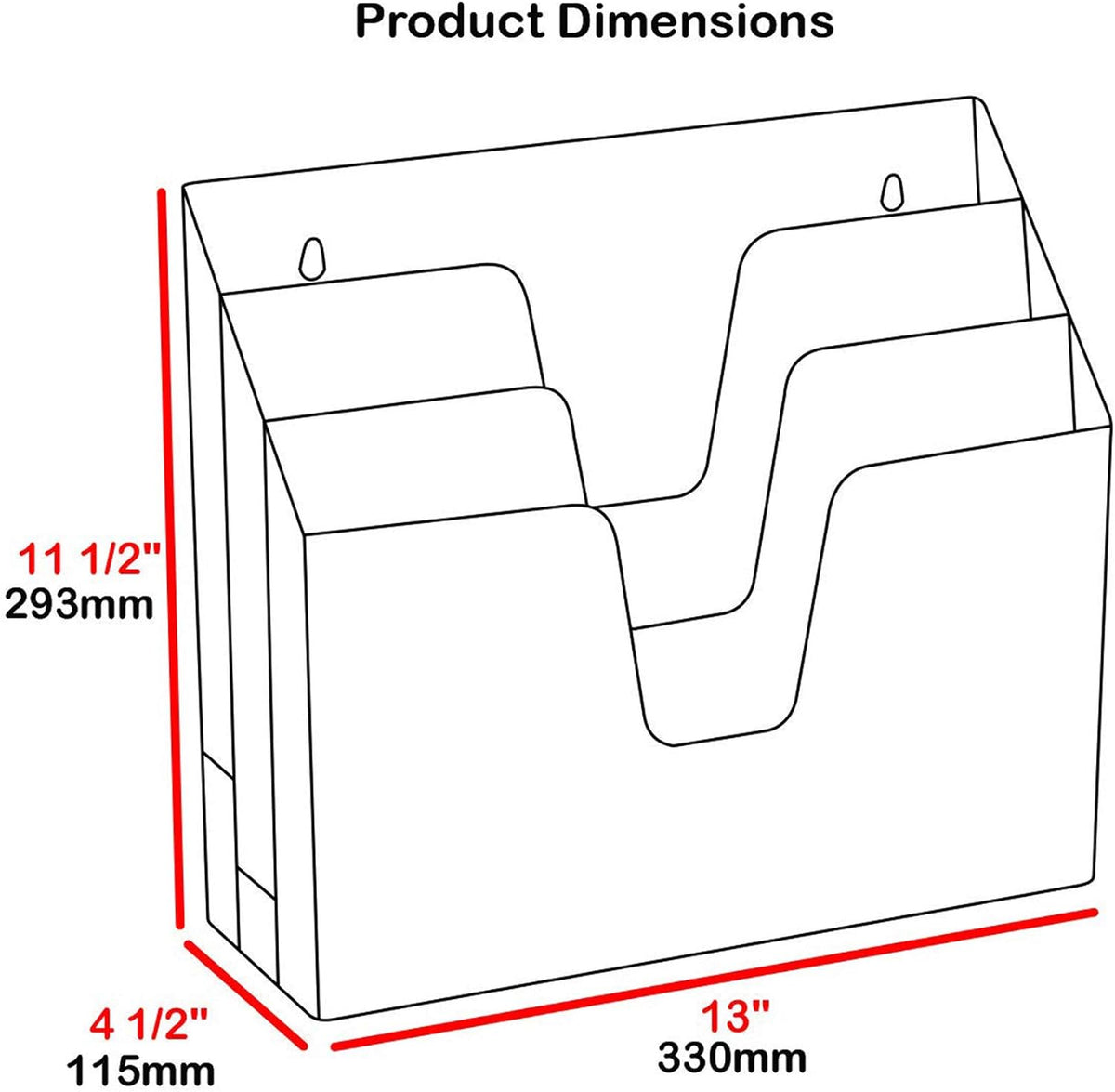 Acrimet Horizontal Triple File Folder Organizer Sorter, Letter Size, Clear