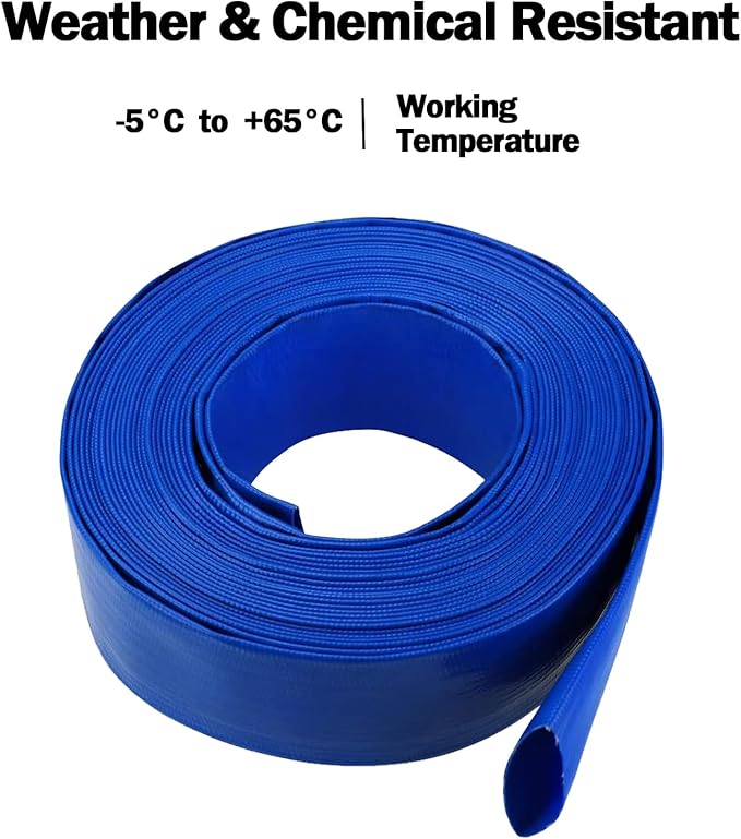 Eastrans 2" x 25 FT Pool Backwash Hose, Heavy Duty Flat Discharge Hose