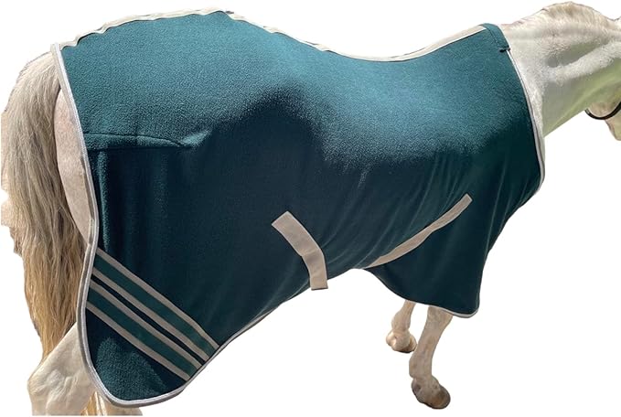 Majestic Ally Anti Pill Fleece Horse Blanket/Sheet with Silver Braided Rope (Hunter Green, 78)