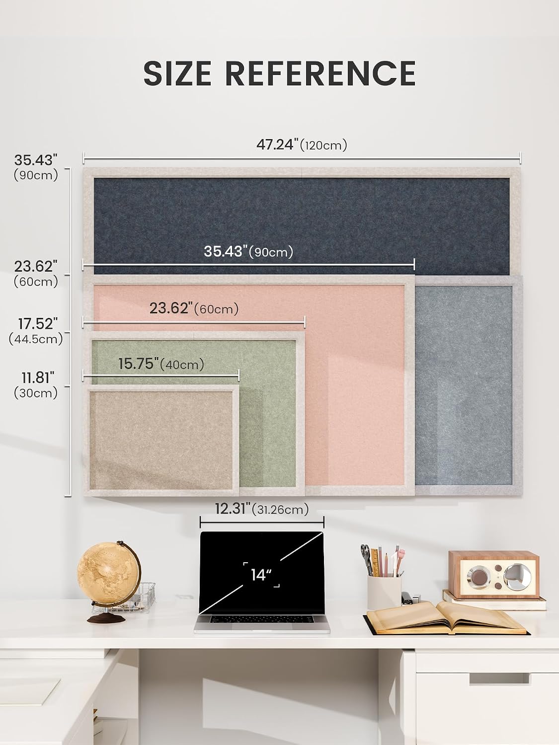 Fluxynara Framed Felt Bulletin Board, 47.2" x 35.4", Pink