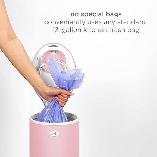 Ubbi Stainless Steel Diaper Pail, Odor Locking, No Special Bag Required, Award-Winning, Registry Must-Have, Fig Blossom
