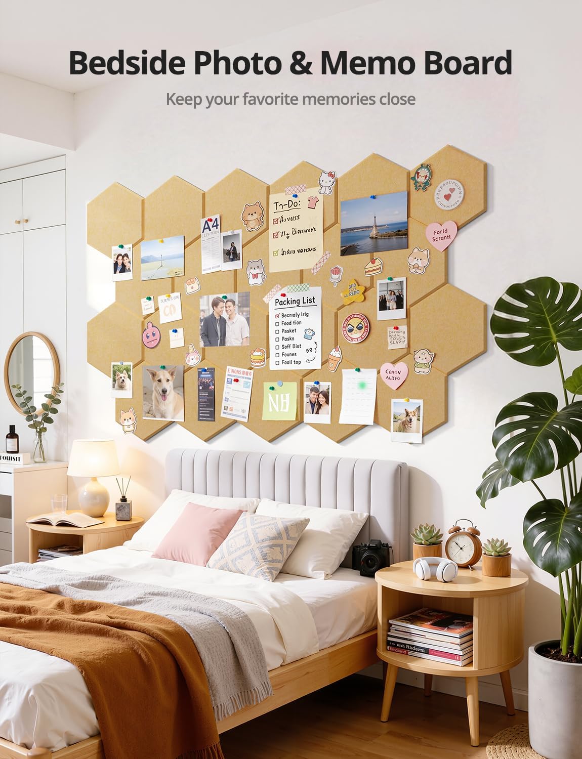 12 Pack Felt Bulletin Boards for Walls Corkboard for Office 12" x 10", Mustard Large Self-Adhesive Hexagon Mustard Display Tiles for Mood Memo Pinboard in Home Bedroom Kitchen School Classroom