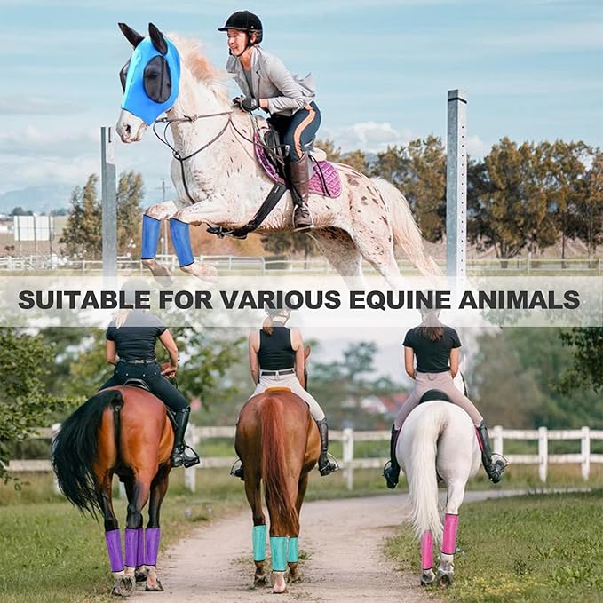 Loose Fitting Horse Fly Boots, Breathable Mesh Boots Protective Horse Leg Wraps, Horse Leggings for Preventing Flies and Mosquitoes Bites-Reduces Leg Fatigue