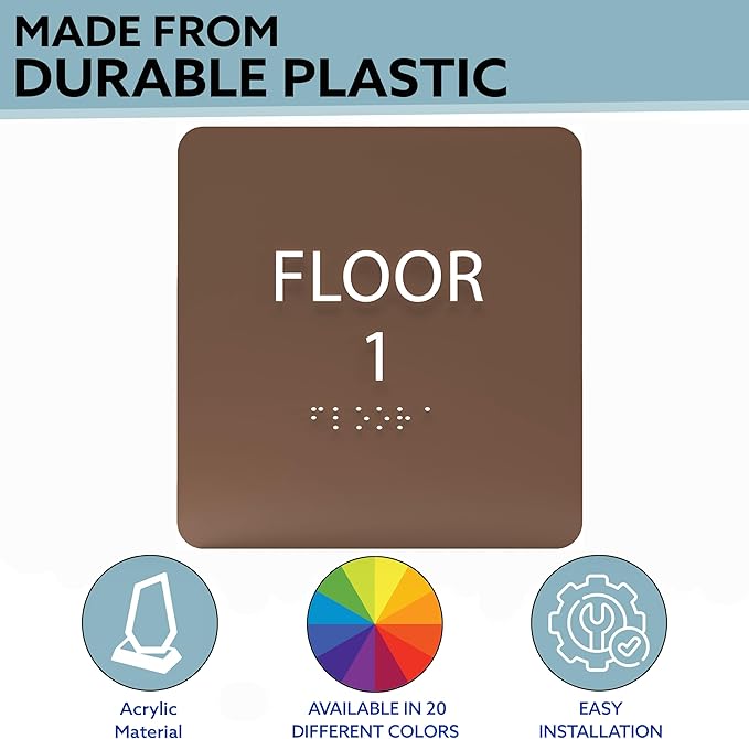 Spruce ADA Floor 1 Sign with Braille – Made from Durable Acrylic and Ready to Mount