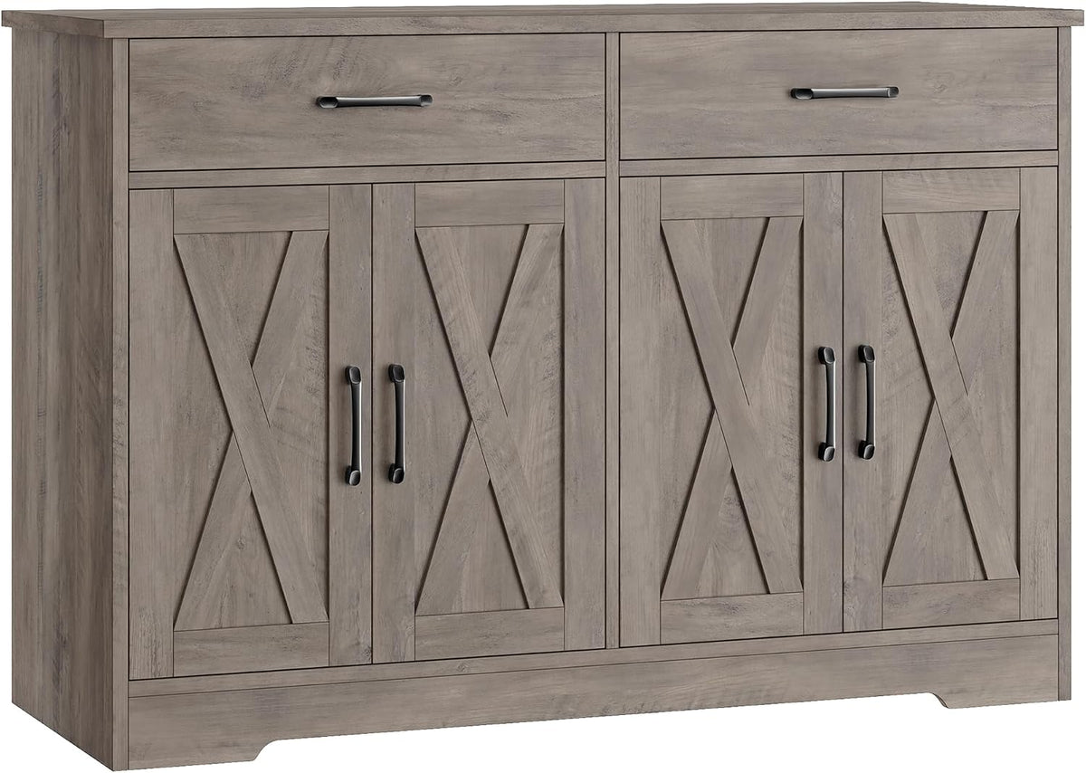 HOSTACK 47" W Kitchen Sideboard Buffet Cabinet with Storage Drawers, Grey
