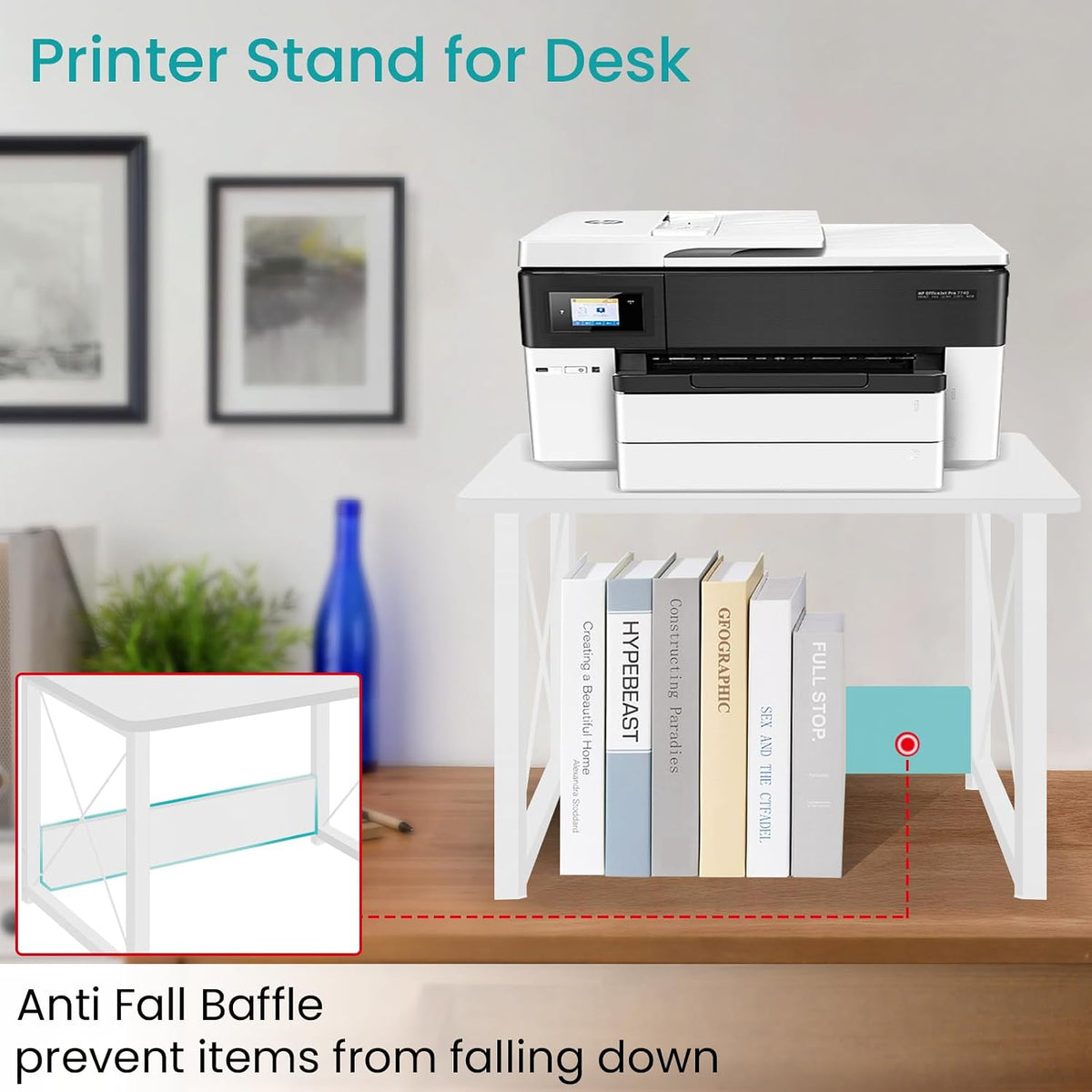 ELITEROO Desktop Printer Stand with Storage, Printer Stand Shelf