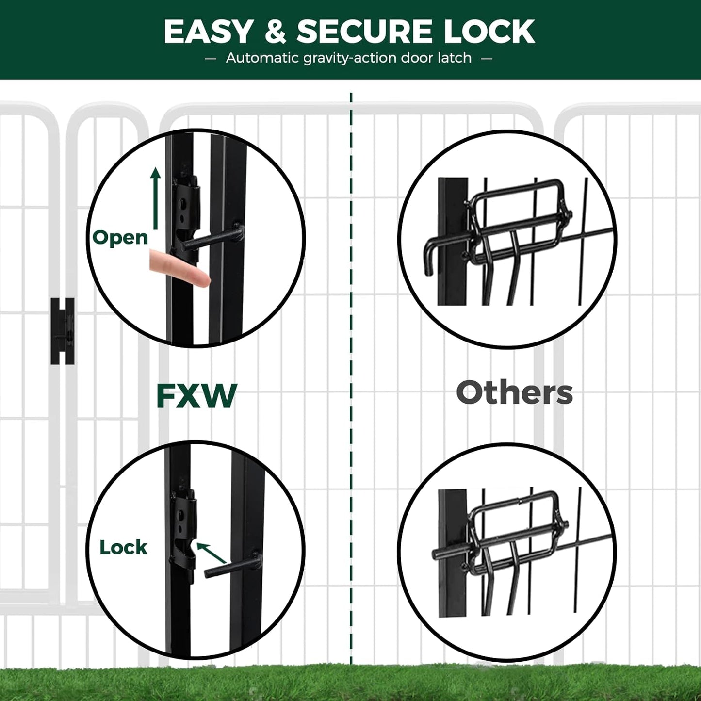 FXW Rollick Unleashed Dog Playpen for Indoor, Yard, RV Camping, 32 inch 24 Panels for Small and Medium Dogs, Black│Patented