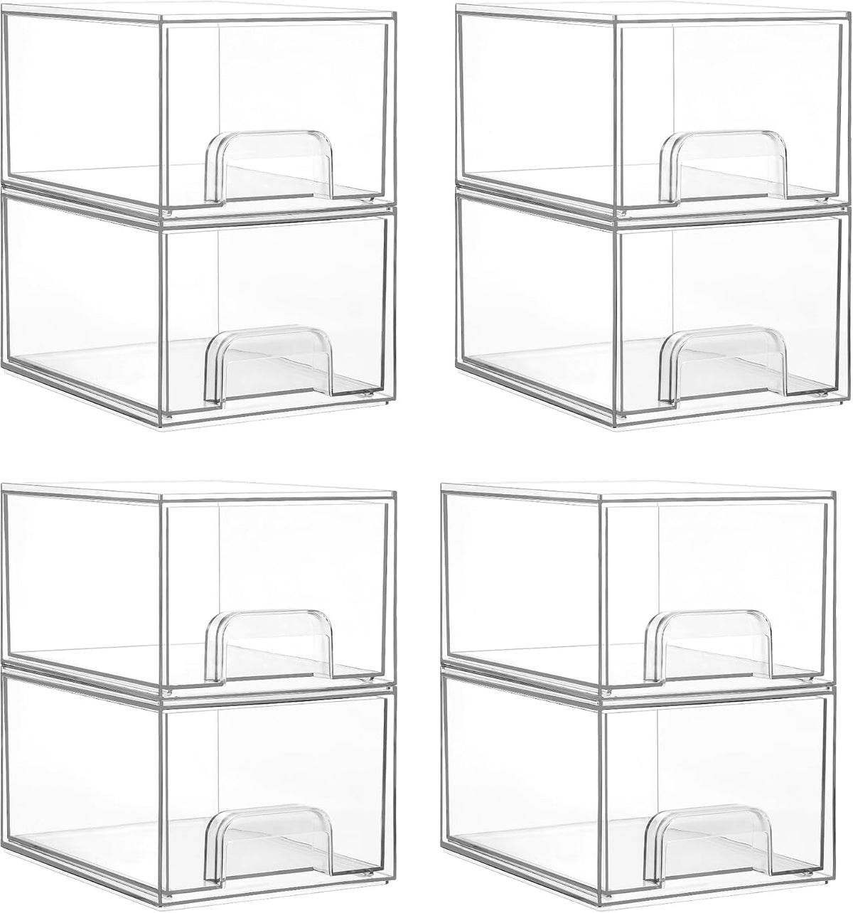 Vtopmart 8 Pack Small Clear Stackable Storage Drawers for Desk, Countertop