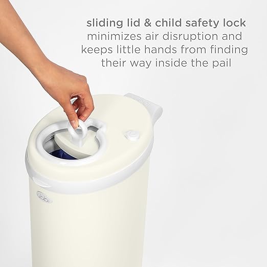Ubbi Stainless Steel Diaper Pail, Odor Locking, No Special Bag Required, Award-Winning, Registry Must-Have, Matte Ivory