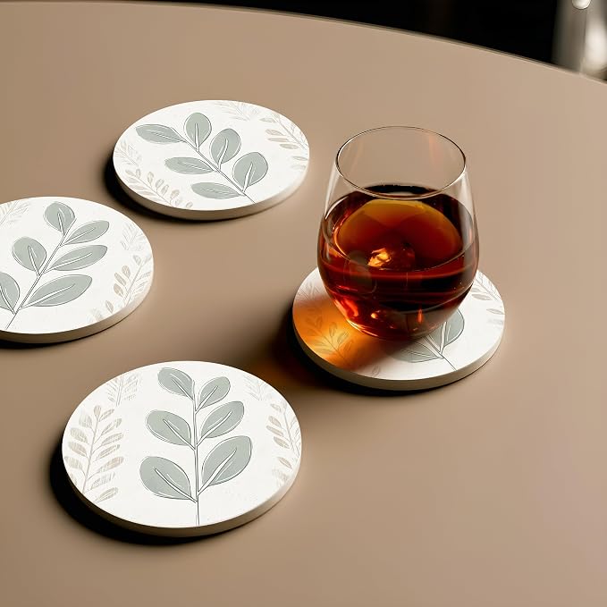 VEYRO Ceramic Coasters Set of 6 – Absorbent Stone Drink Coasters