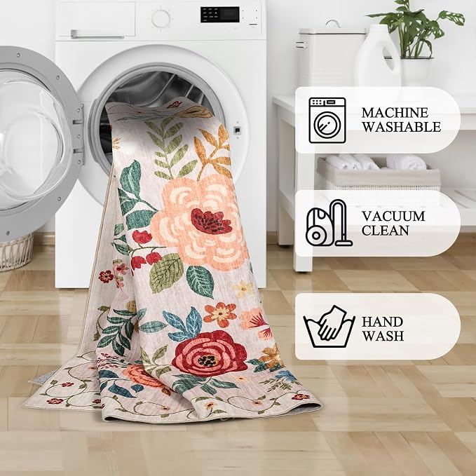 DUKINO 3x8 Runner Rug, Washable Rug