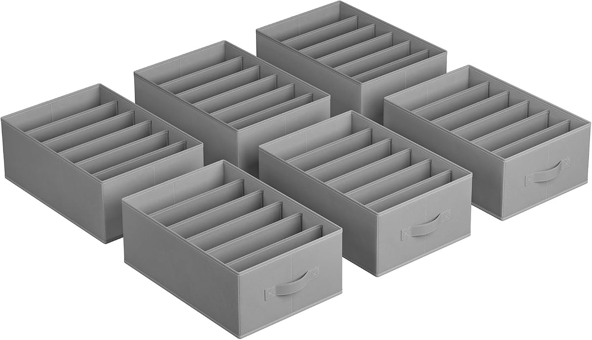 SONGMICS 6 Pack Foldable Wardrobe Clothes Organizers, 6-Compartment