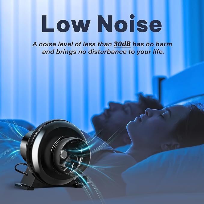 iPower 4 Inch 195 CFM Inline Duct Fan HVAC Exhaust Blower Air Circulation Vent