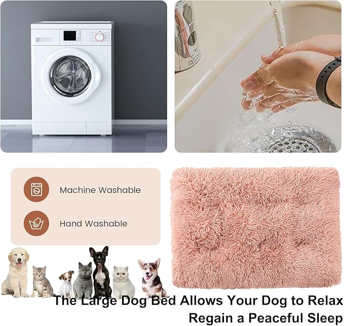 Dog Crate Mat, Dog Bed for Large Dogs, Comfy Fluffy Kennel Pad Anti-Slip for Dog beds & Furniture, Quilted Dog Bed for Pets for Medium/Small Dogs Cats (Color : Pink 2, Size : 30x21)