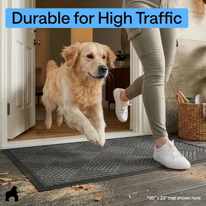 GORILLA GRIP 100% Waterproof All-Season WeatherMAX Doormat 35x23, US Designed