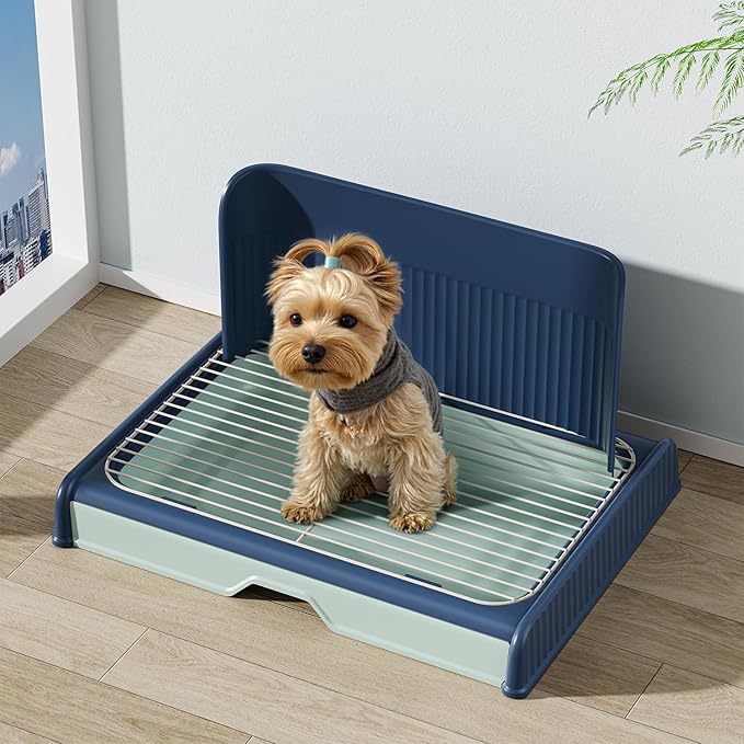 Upgrade Dog Potty Tray with High Wall,23.62"X18.5"Pee Pad Holder,Litter Box for Pet,Mesh Training Holder for Puppy and Small Size Dog,Housebreaking Supplies, Pet Products (Gray)