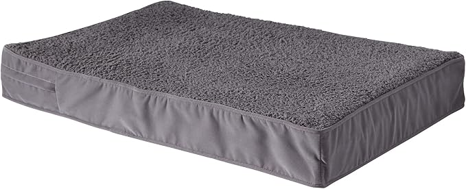 Happy Hounds Oscar Rectangle Orthopedic Foam Sherpa Dog Bed, Medium (42 x 30 in.), Pewter