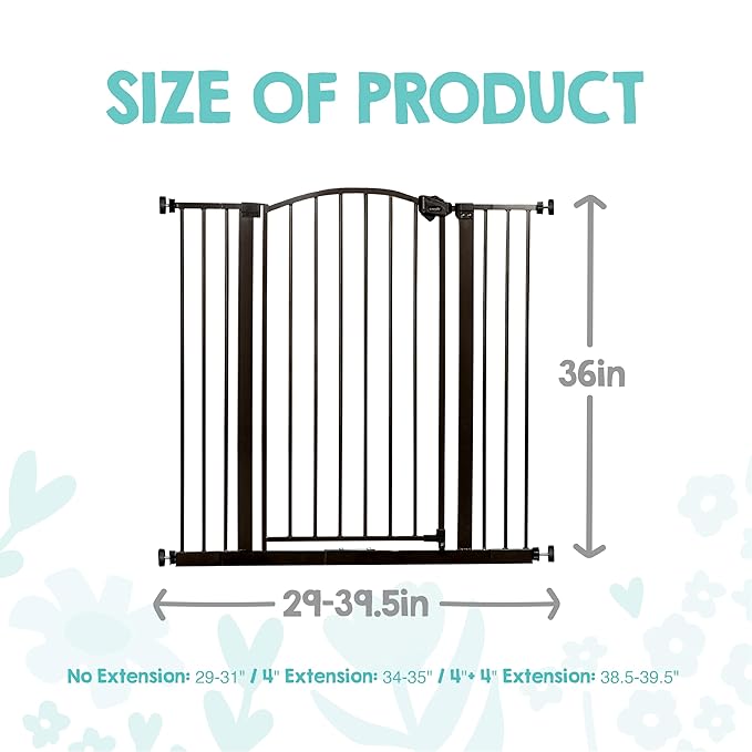 Regalo Safety 36" Extra Tall Home Accent Arch Baby Gate with Door, Pressure Mount for Doorways & Bottom of Stairs, Babies, Toddlers & Pets, Tested & Trusted, American Designed, Family Owned