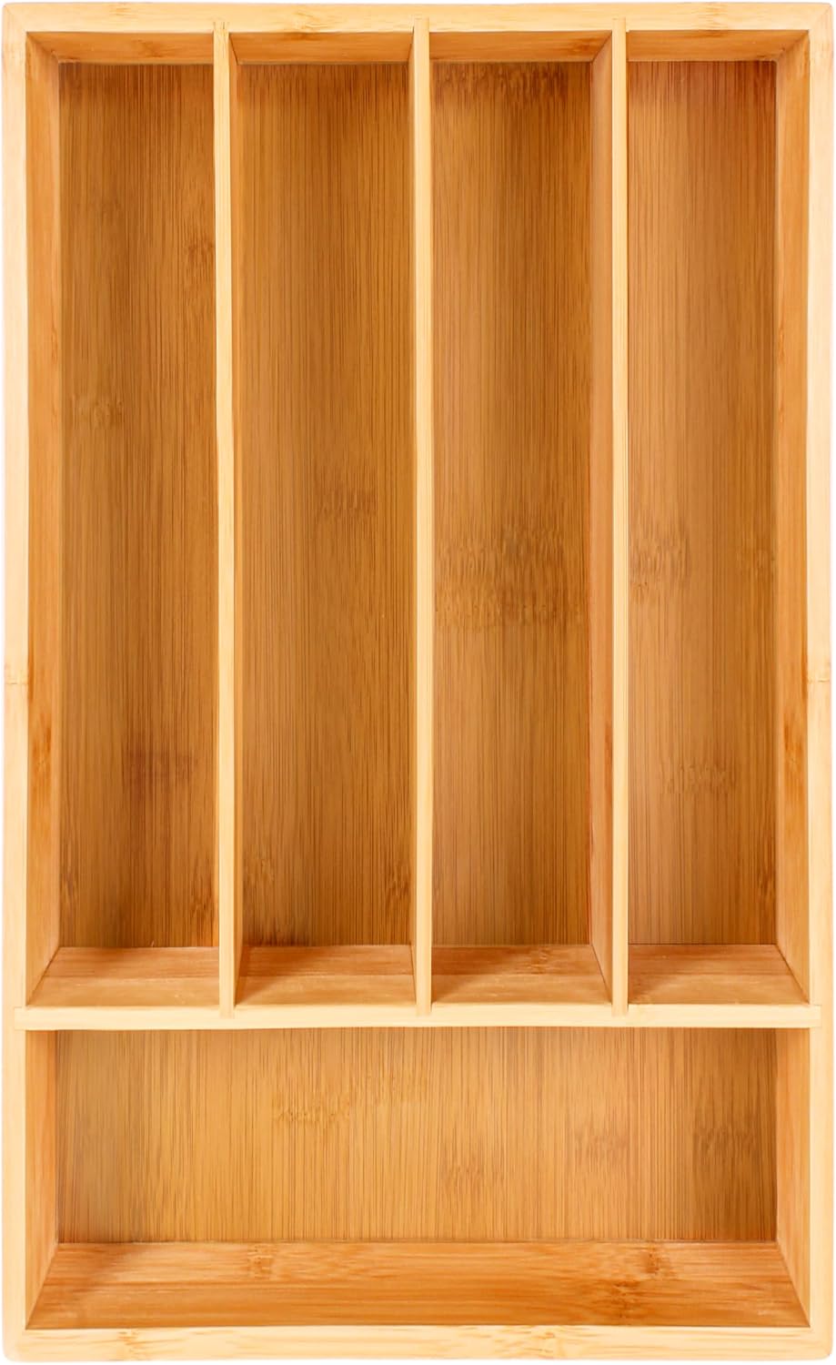 Berghoff Bamboo Kitchen Drawer Organizer, 5 Slot, 13.5"x8.25" Flatware Tray