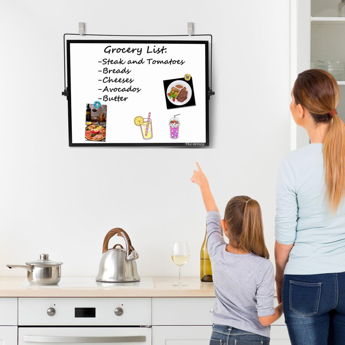 TSJ OFFICE Small White Board - 18 X 14 Inches Black Framed Dry Erase Board