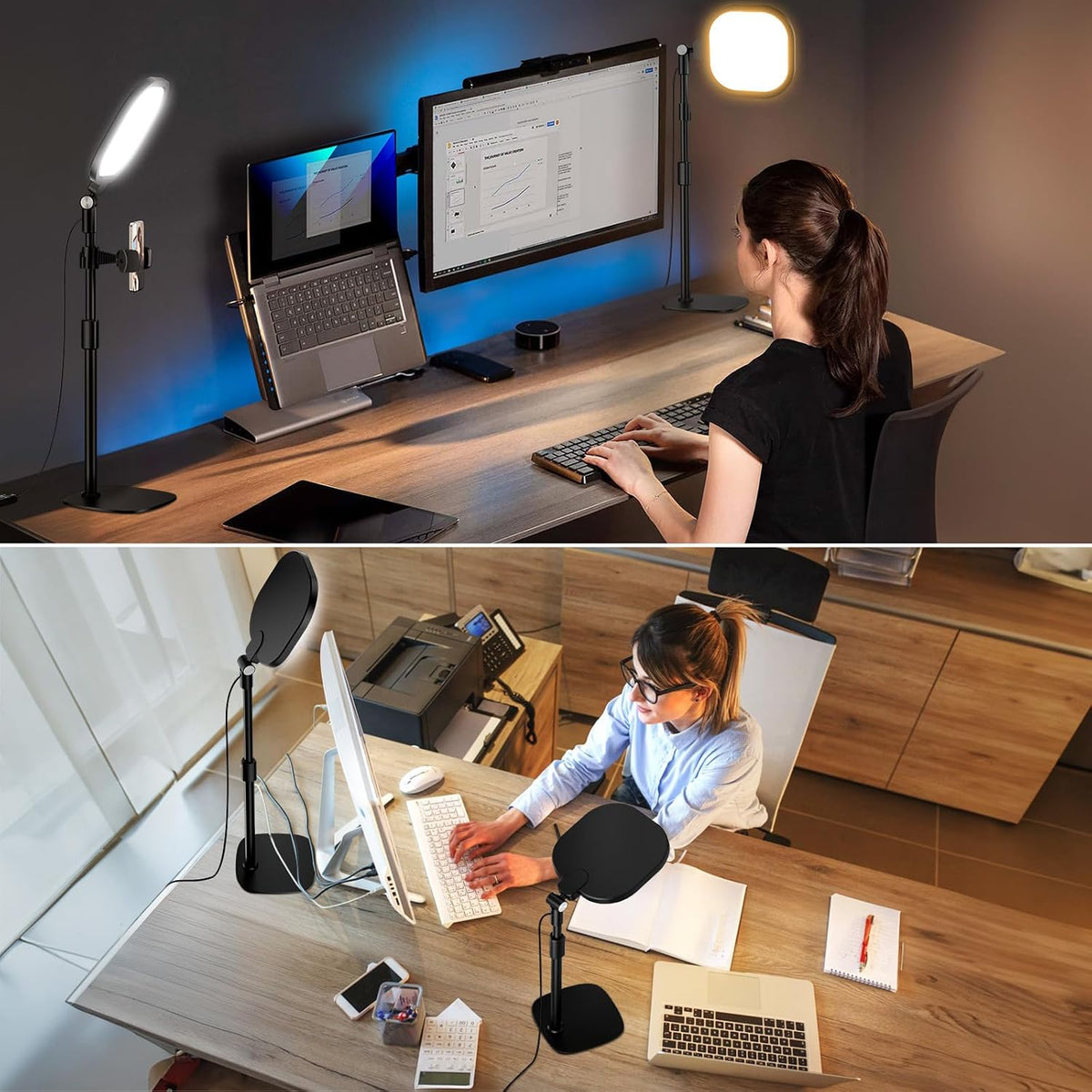 2 Packs Video Conference Lights for Zoom Meeting, Ring Light for Computer