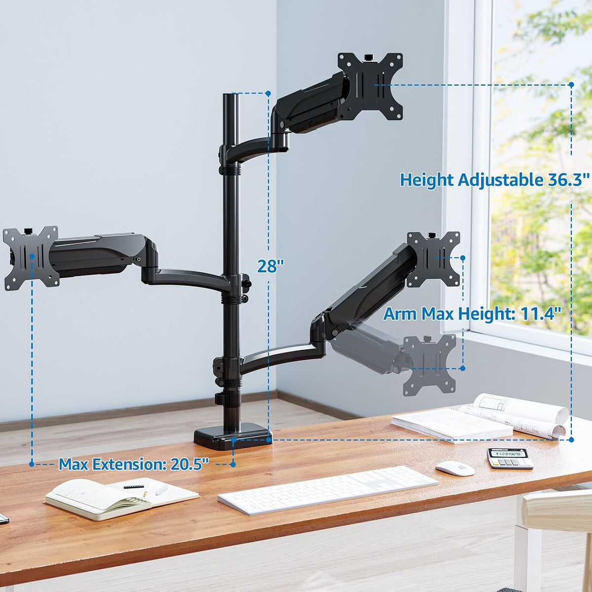 Triple Monitor Mount Fits Max 32" Computer Screen Triple Stand