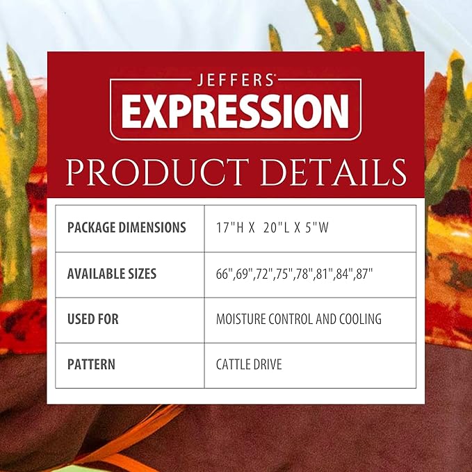 Jeffers Expression Fleece Cooler for Horses, Standard Neck, Cattle Drive 84"- Equine Towel Blanket, Moisture Absorbent, Light Weight, Best for Drying, Exercise, Bathing, Adjustable Belly Bands