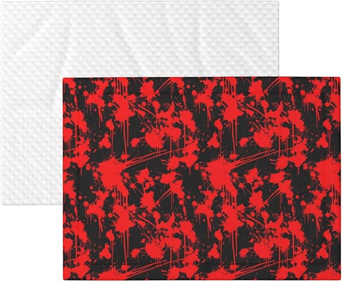 Pet Blanket for Indoor Outdoor Use, Classic Horror Blood Splatter Black, Two Sided Reversible Plush Mat with Bumpy Dot Texture for Patios Crates Portable Bed Companion