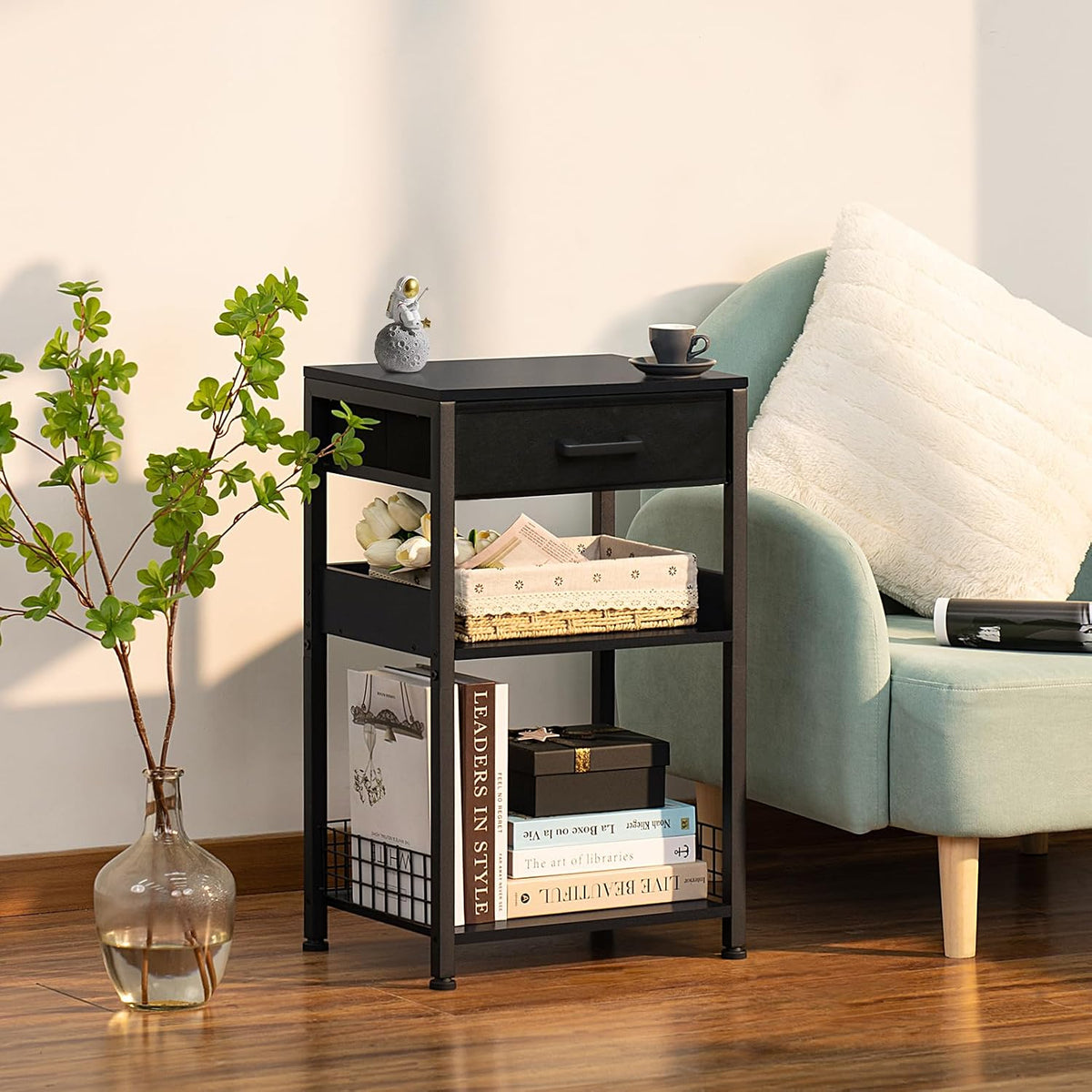 Lerliuo Printer Stand with Storage, 3-Tier Printer Table,Black