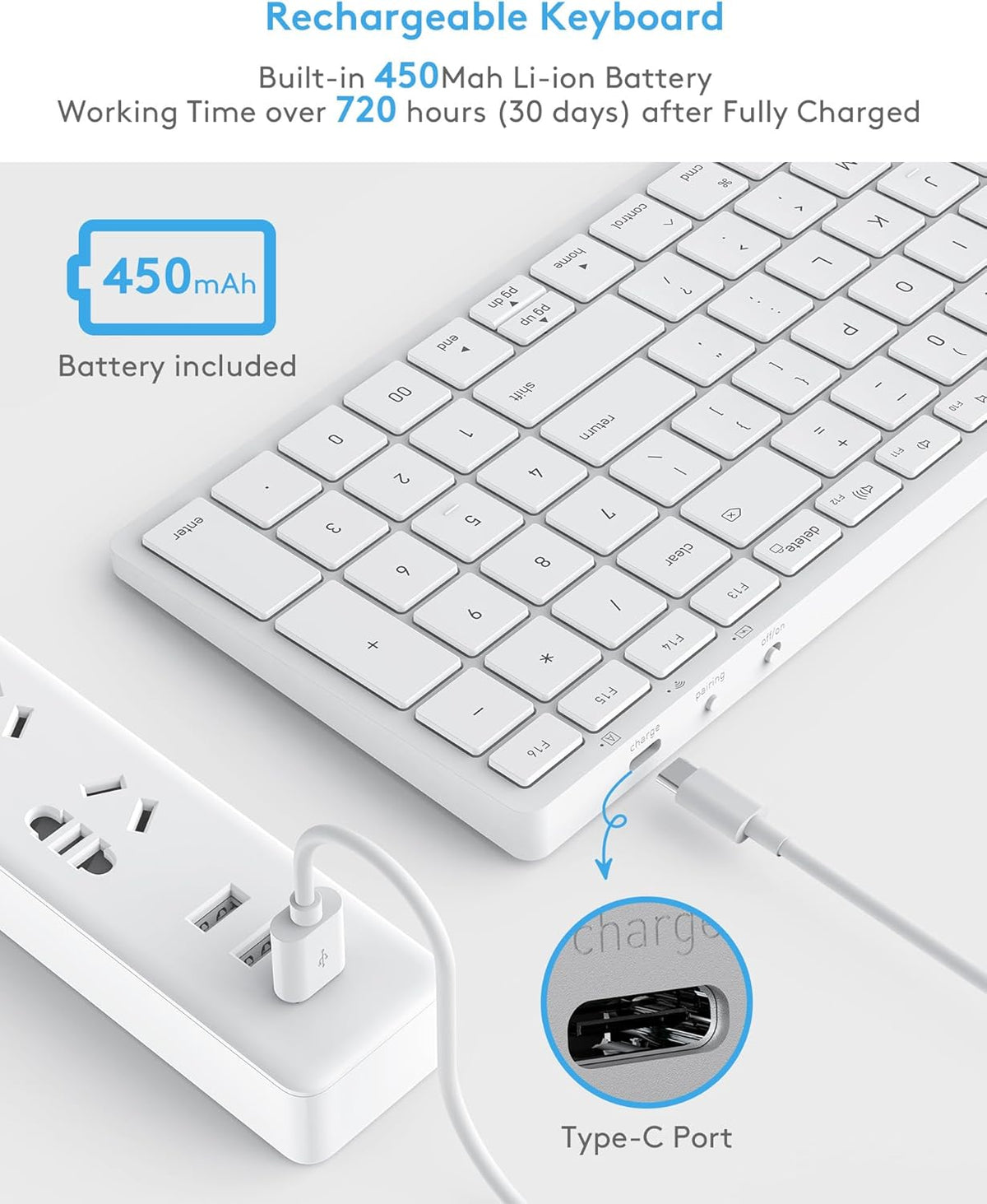 Yivandi Compact Wireless Keyboard for macOS Devices with Numeric Keypad