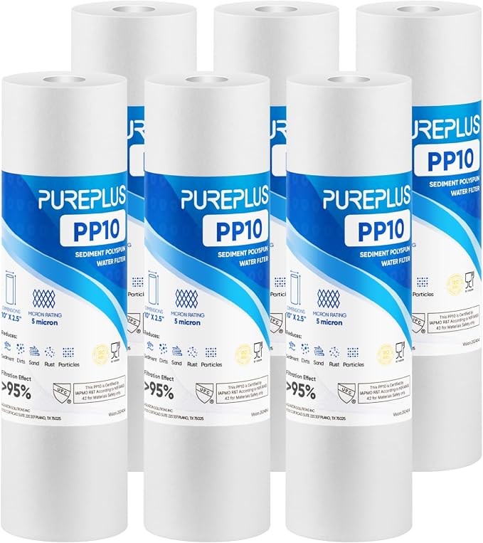 PUREPLUS 5 Micron 10" x 2.5" Whole House Sediment Home Water Filter Cartridge
