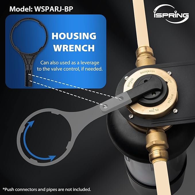 iSpring WSP50ARJ-BP Whole House Prefilter, Spin-Down Sediment Water Filter