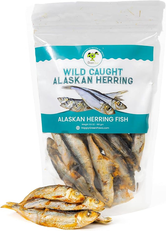 Happy Gluten Free Herring Dog Treats – Wild-Caught Dried Fish for Dogs & Cats – Single Ingredient, High Protein Fish Treats – Made in Alaska (3.5 oz)