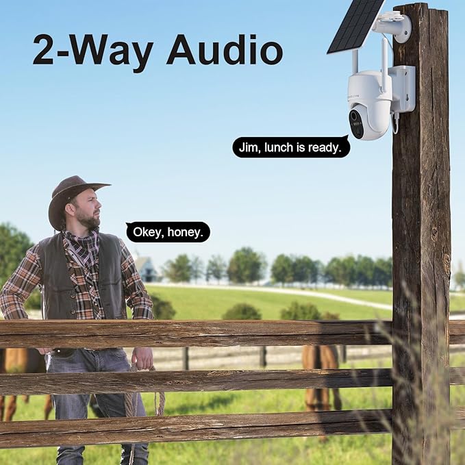 4G LTE Cellular Solar Security Camera Wireless Outdoor, No WiFi Security Camera, 64GB SD Card (2X Storage Than 32G), Off Grid 2K Color Night Vision, PIR Motion Sensor, Built-in SIM Card for Barn Farm