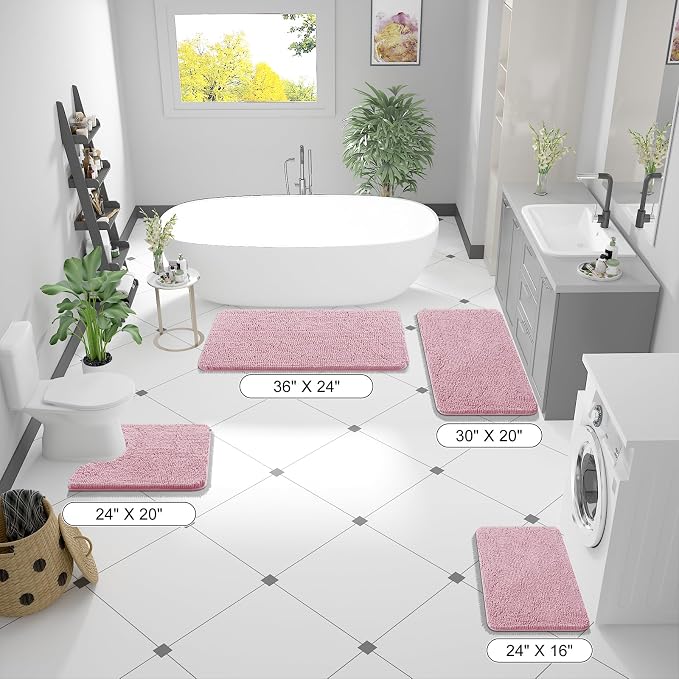 OLANLY Small Bathroom Rugs 24x16, Extra Soft Absorbent Chenille Bath Rugs