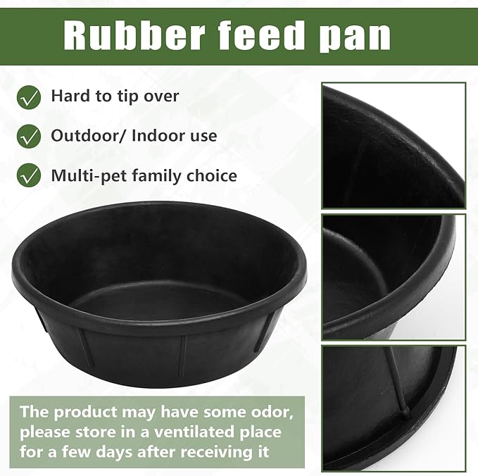 Sadnyy 4 Pcs Rubber Feed Pan 4 Quart and 8 Quart Feed Pan Water Trough Rubber Bowl Bath Dust Container for Chicken Duck Pig Dogs Cats Goats Horses Outdoor Livestock Animal
