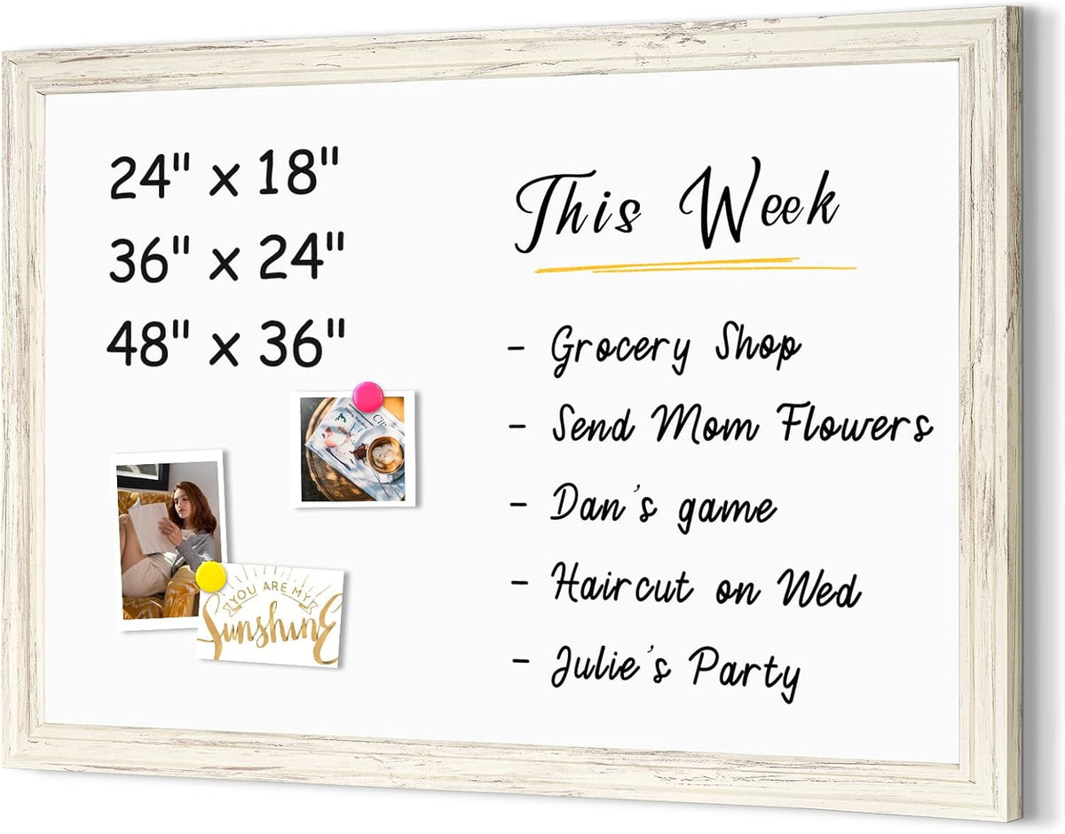 4 THOUGHT Dry Erase Board, 36" x 24" Magnetic Whiteboard, Vintage White