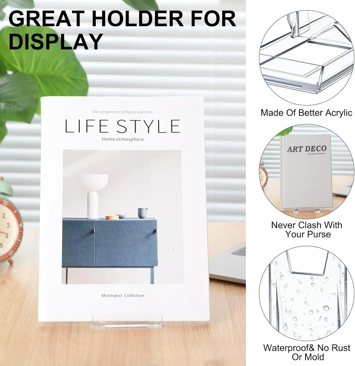 24 Pack Acrylic Book Stand for Display Adjustable, 5.91in H