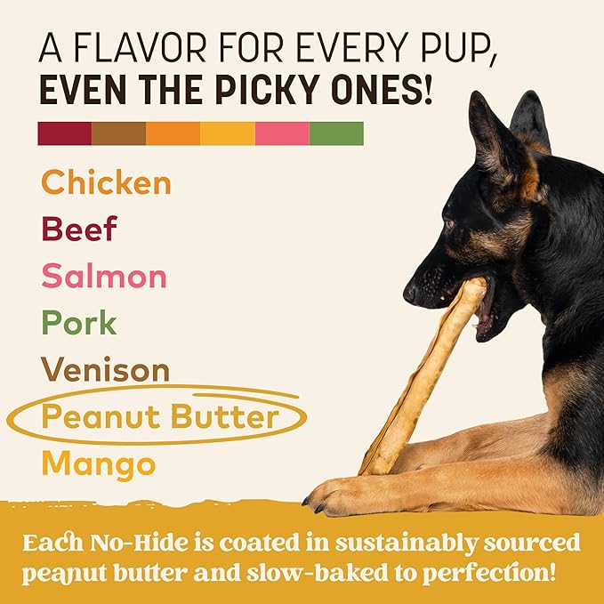 Earth Animal No Hide Chews - Long Lasting Rawhide Free Large Dog Chews Rolls, Peanut Butter - 3 Count Value Pack
