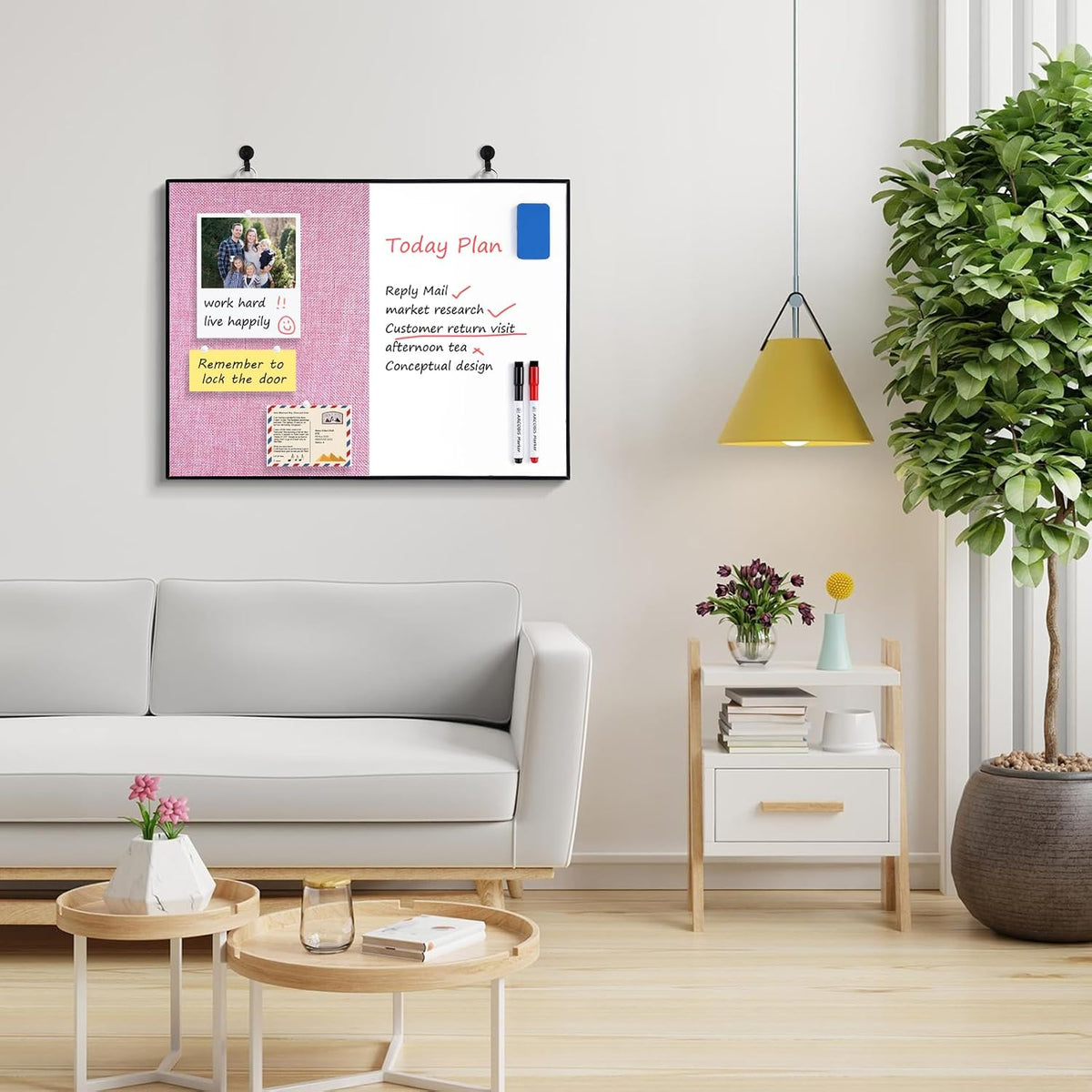 ARCOBIS Cork Board White Board Combo for Wall